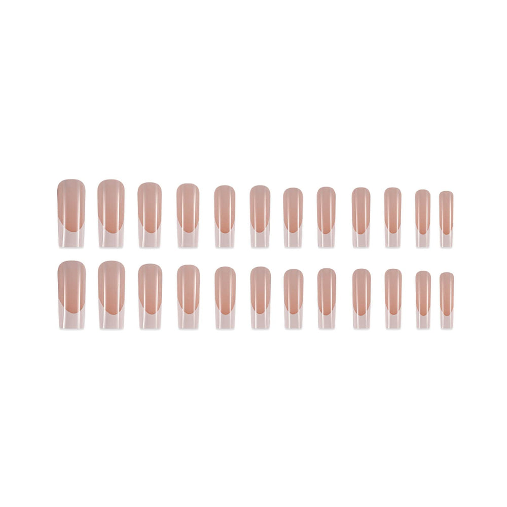 DANMANR square French nude full-cover nails with durable wear and easy application