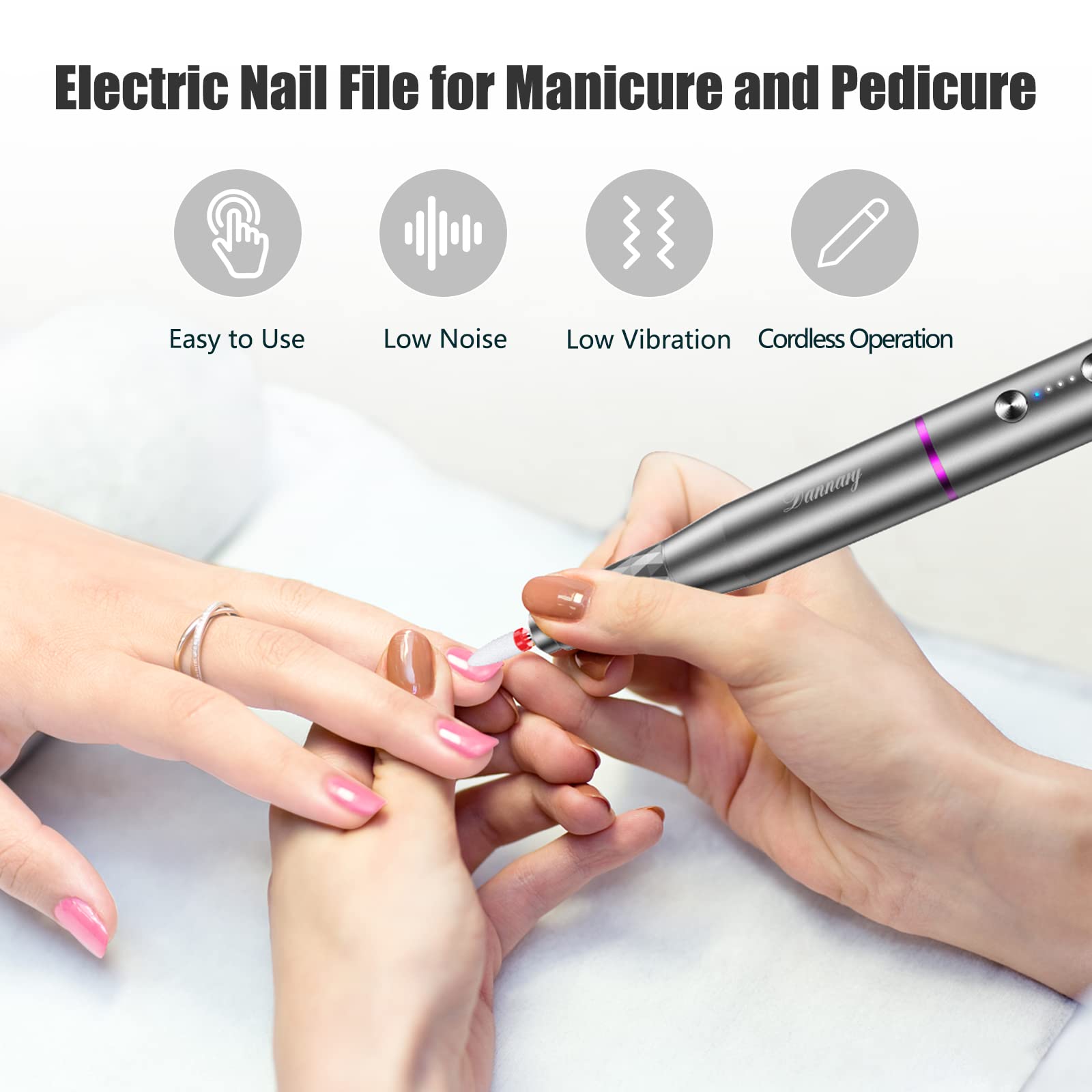 DANNARY cordless rechargeable nail drill enables wireless grooming anywhere.