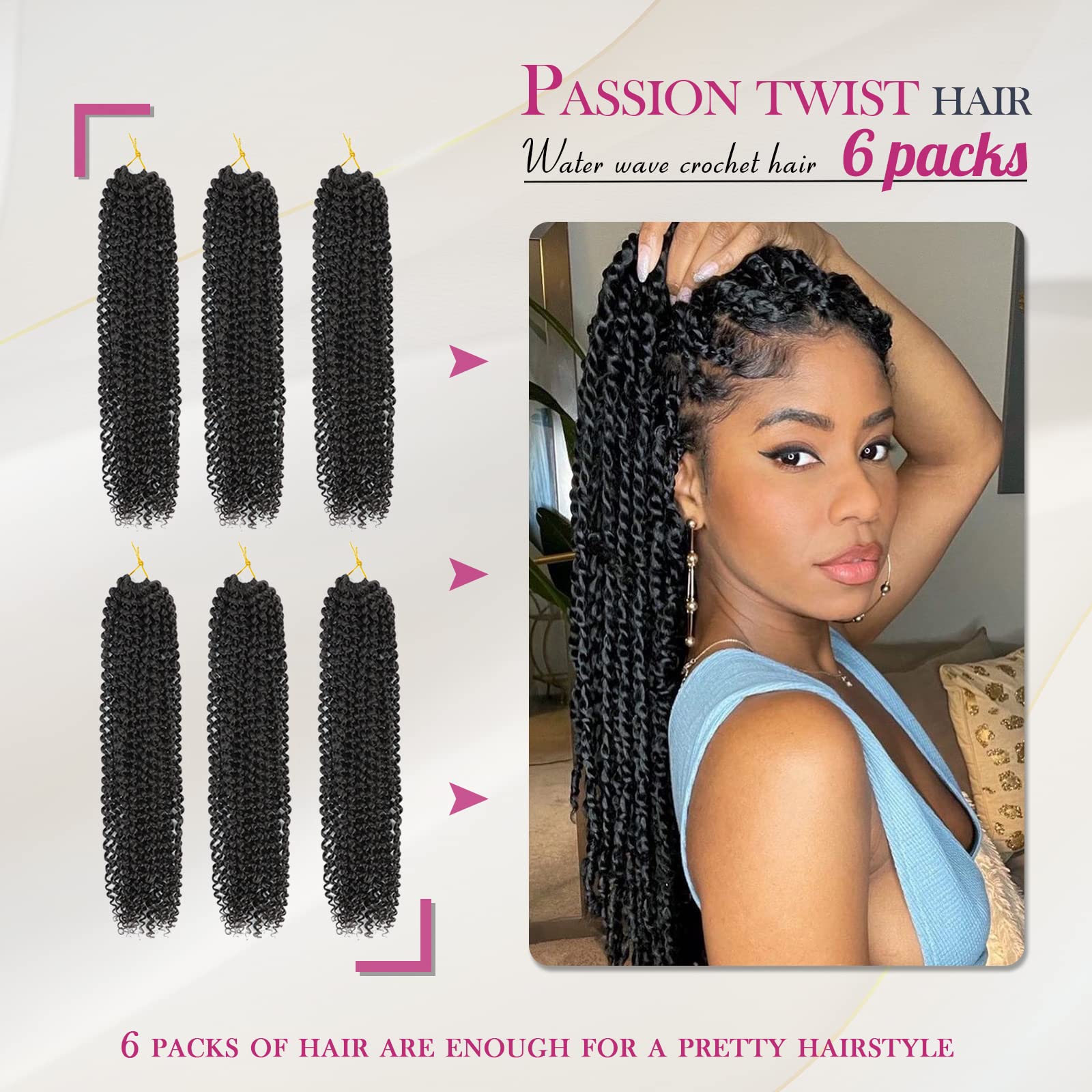 Dansama Passion Twist Hair packaging shows six packs for full-length looks.