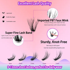 DAODER cluster lashes wispy 3D fluffy lightweight for comfortable all-day wear