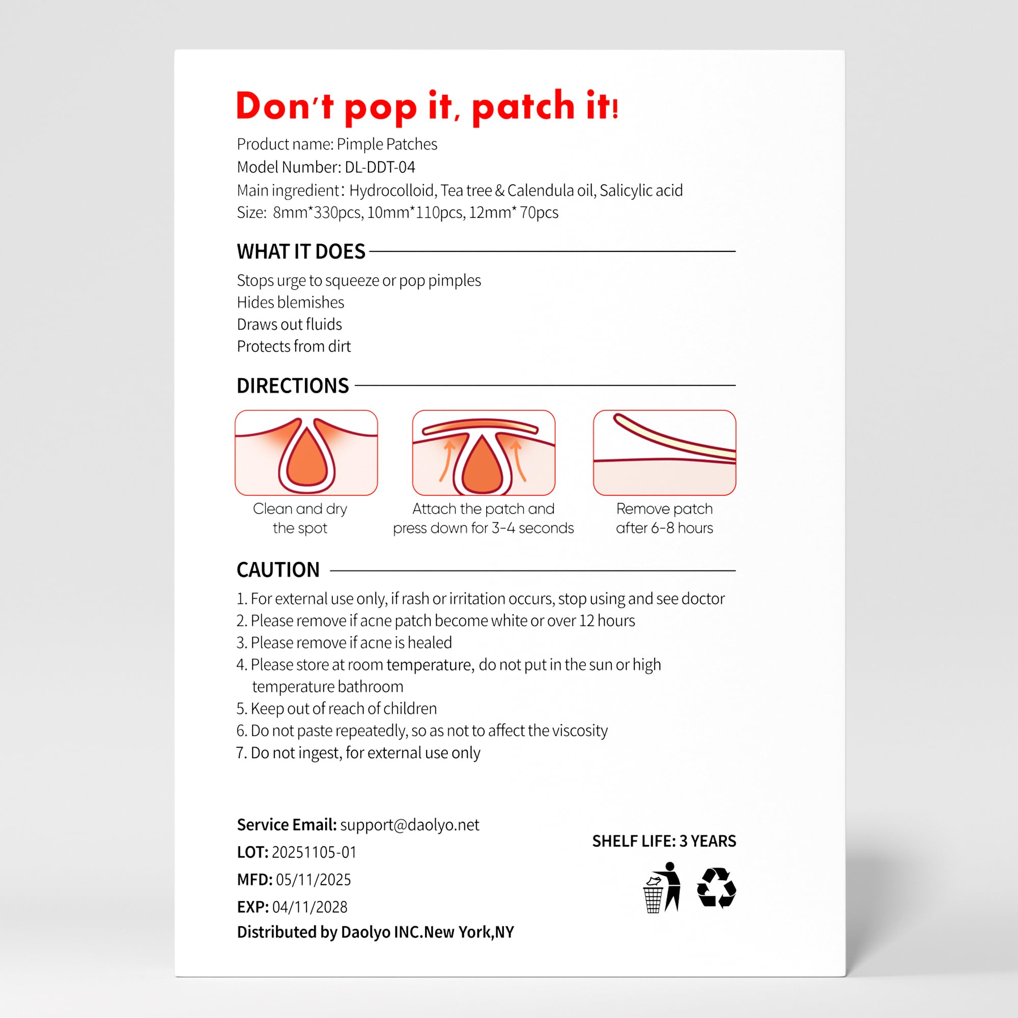 Daolyo pimple patches morning-removal simplifies cleanup with minimal irritation.