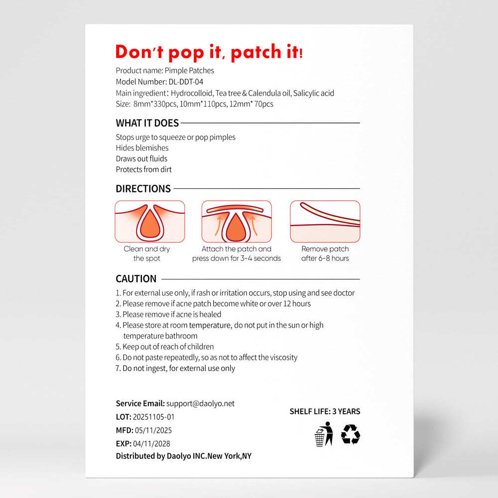 Daolyo pimple patches morning-removal simplifies cleanup with minimal irritation.