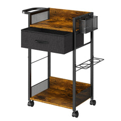 DAOUTIME salon trolley cart front view showing mobile wheels for easy room movement