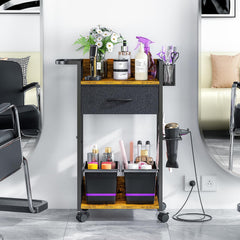 DAOUTIME salon trolley cart side view highlighting sturdy steel frame for durability in busy salons