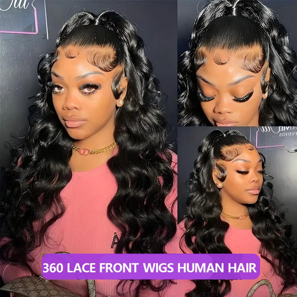 daparo 28-inch body wave wig styled in high ponytail