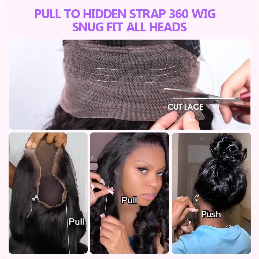 daparo hidden strap detail on 360 wig demonstrates adjustable, comfortable fit
