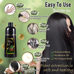 Dapoprren Black Hair Dye Shampoo applying on wet hair for quick color