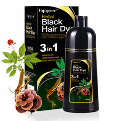 Dapoprren Black Hair Dye Shampoo bottle front for gray coverage
