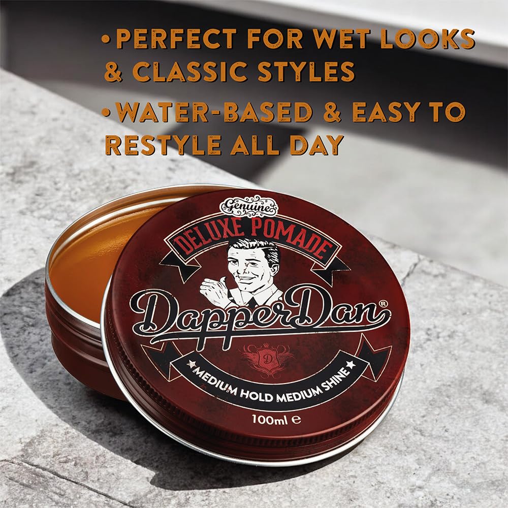 Dapper Dan Deluxe Pomade citrus-vanilla fragrance enhances daily grooming.