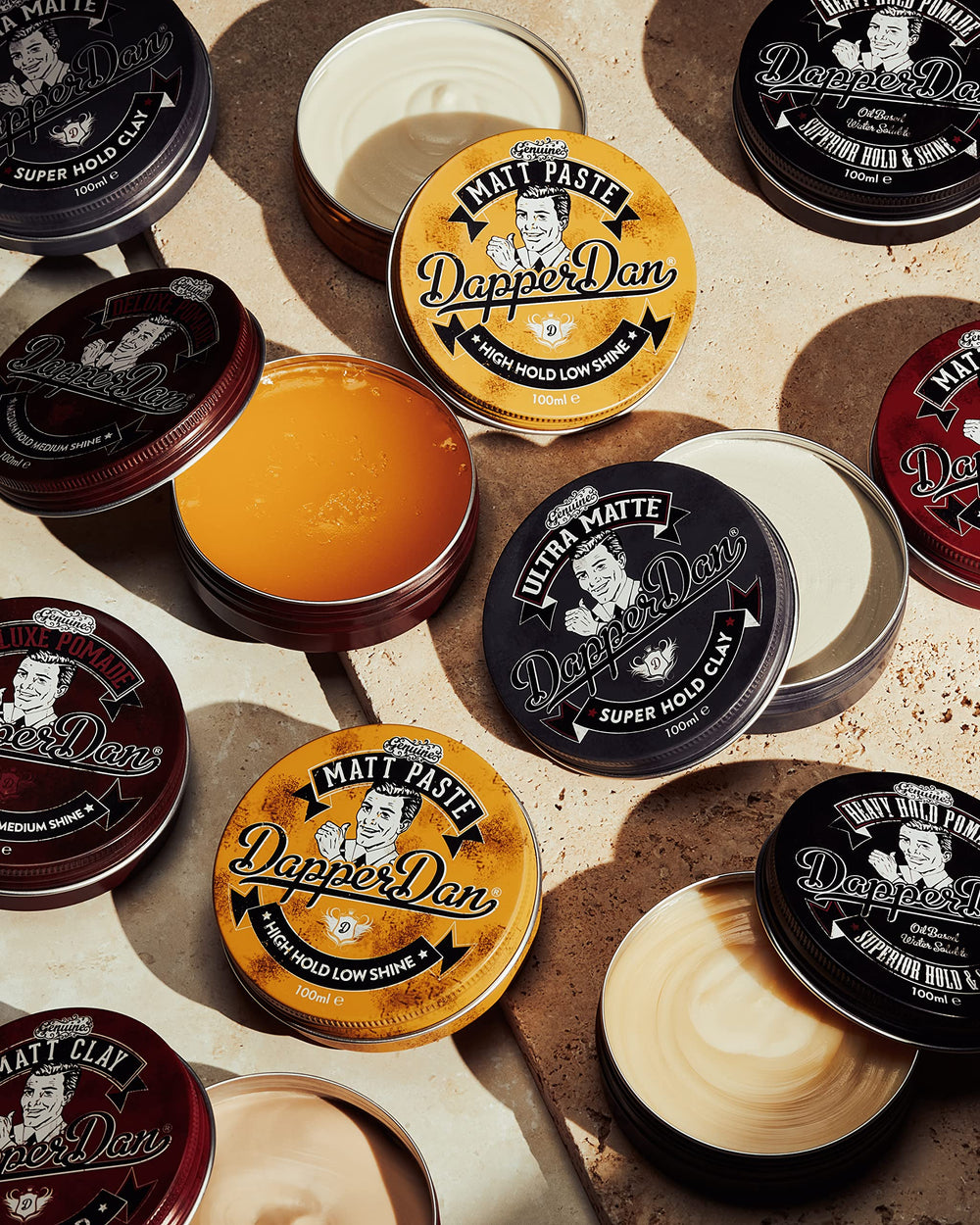 Dapper Dan Deluxe Pomade packaging details help with brand recognition.