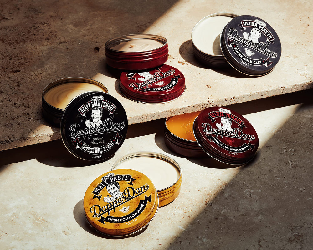 Dapper Dan Deluxe Pomade applied in small amount for natural finish on dry hair.