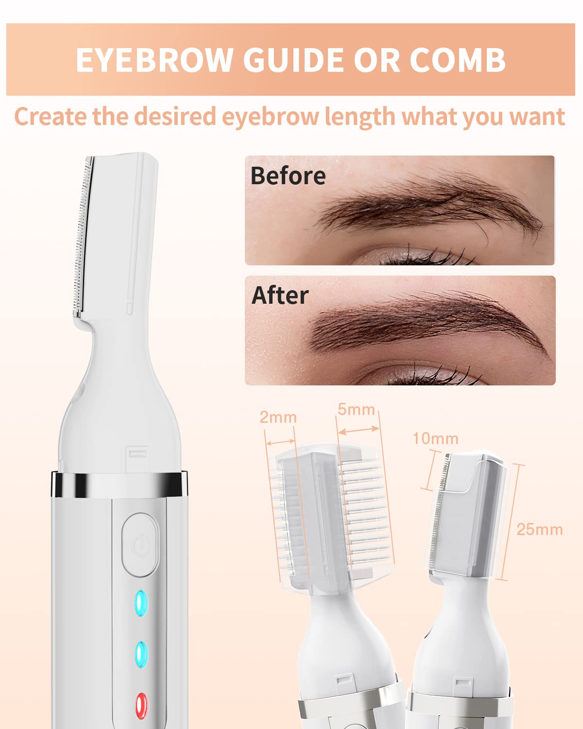 Dapsang Eyebrow Trimmer includes multifunction attachments for brows and facial hair.
