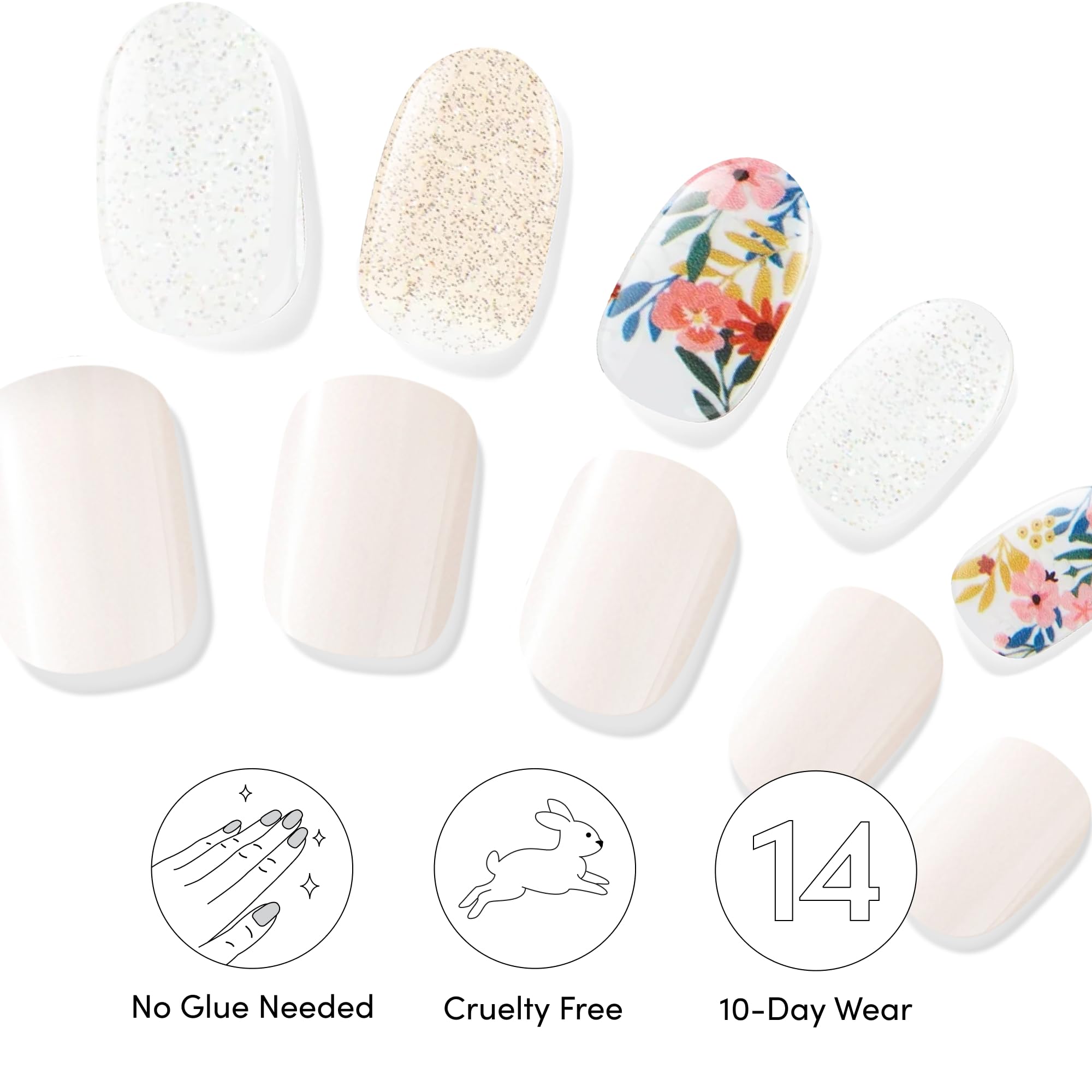 Dashing Diva gel strips being applied for easy, wrinkle-free nails.