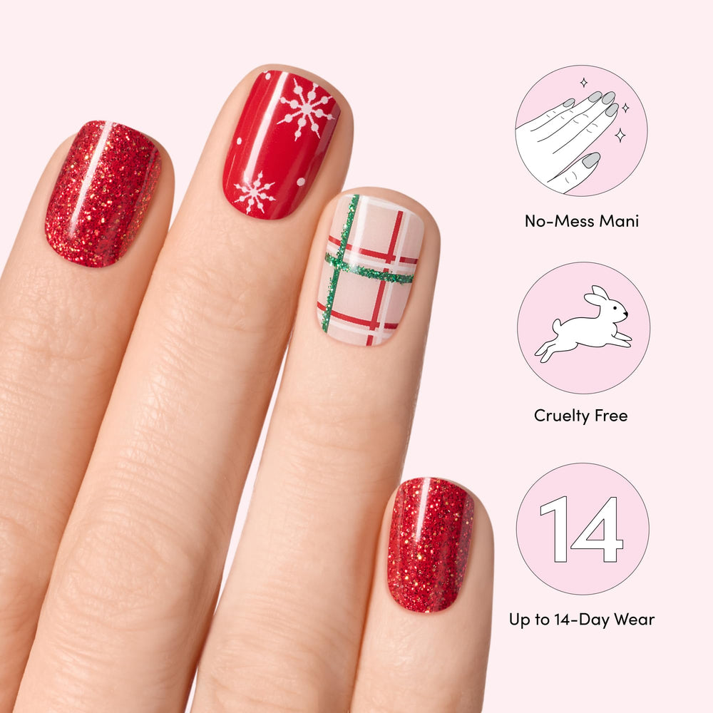 Dashing Diva Glaze semi-cured nail strips curing under LED lamp for salon-like finish.