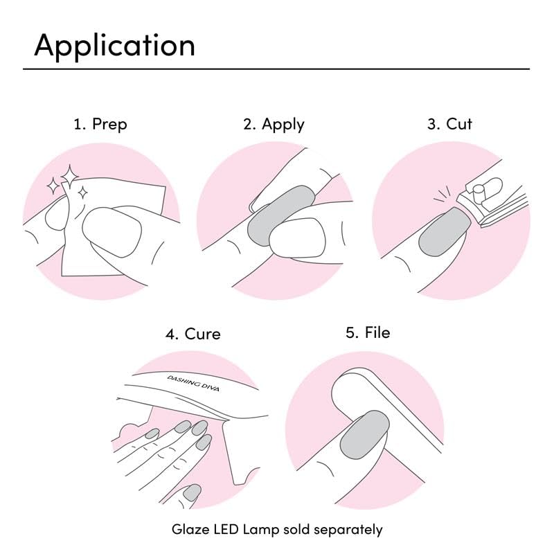 Dashing Diva Glaze Pearly Whites application strip on nail shows dome-fit for smooth edges.