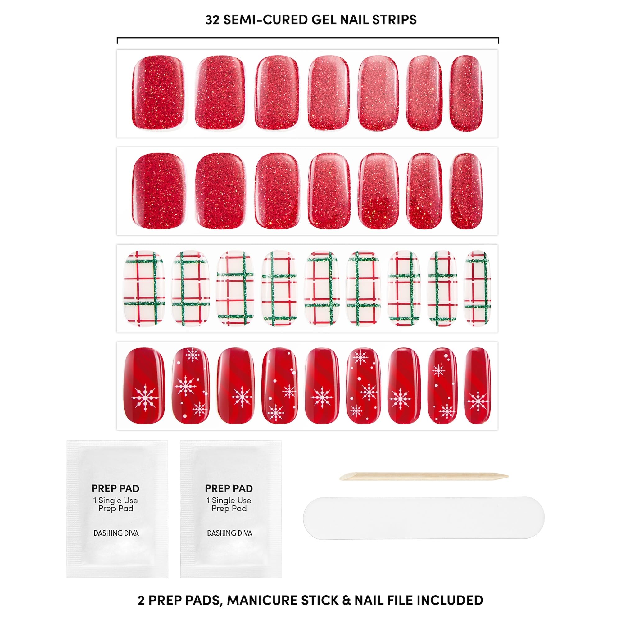 Dashing Diva Glaze Plaid About You strip set display for holiday-inspired color and sparkle.