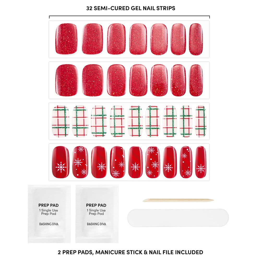 Dashing Diva Glaze Plaid About You strip set display for holiday-inspired color and sparkle.