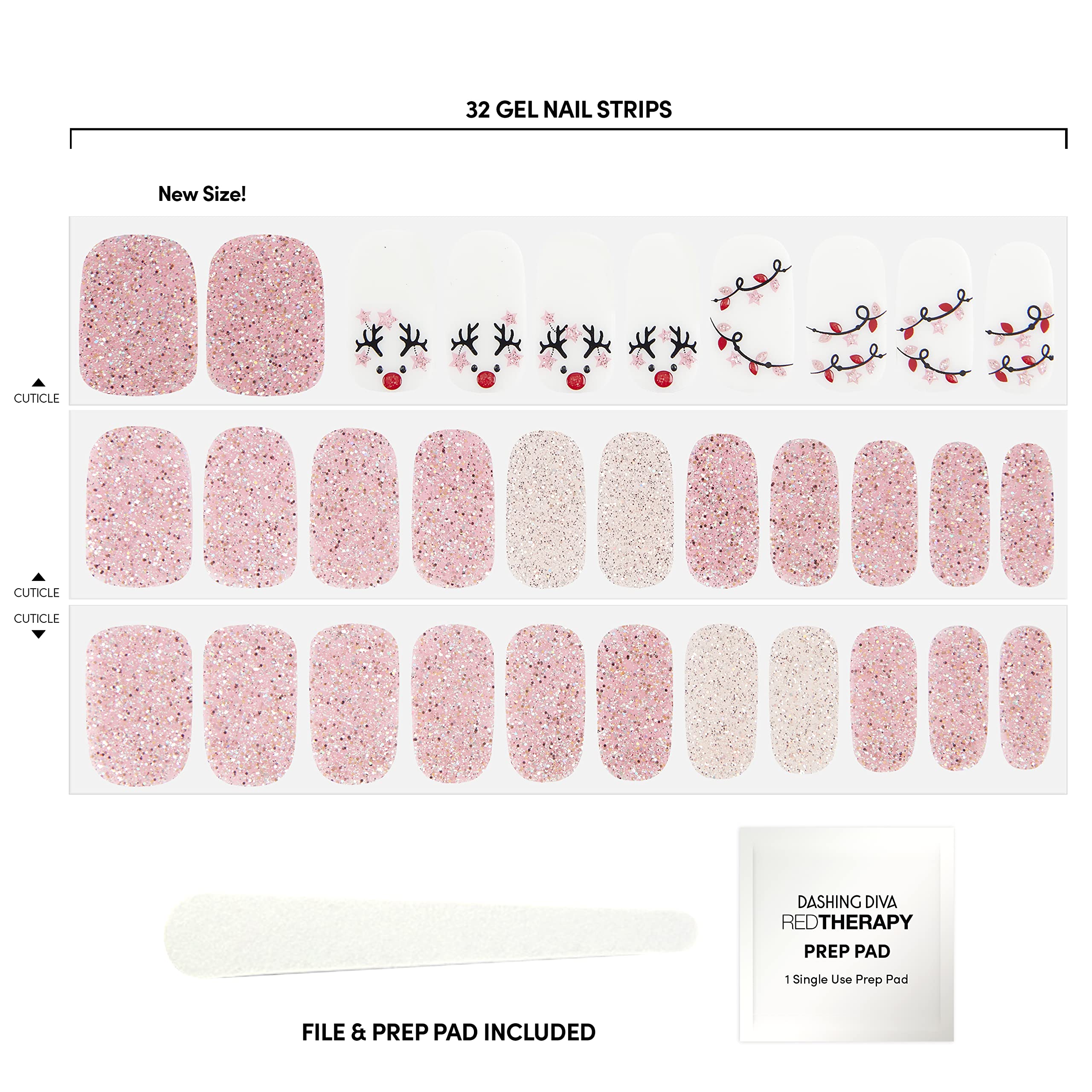 Dashing Diva Gloss Light Show reindeer design detail for festive manicure
