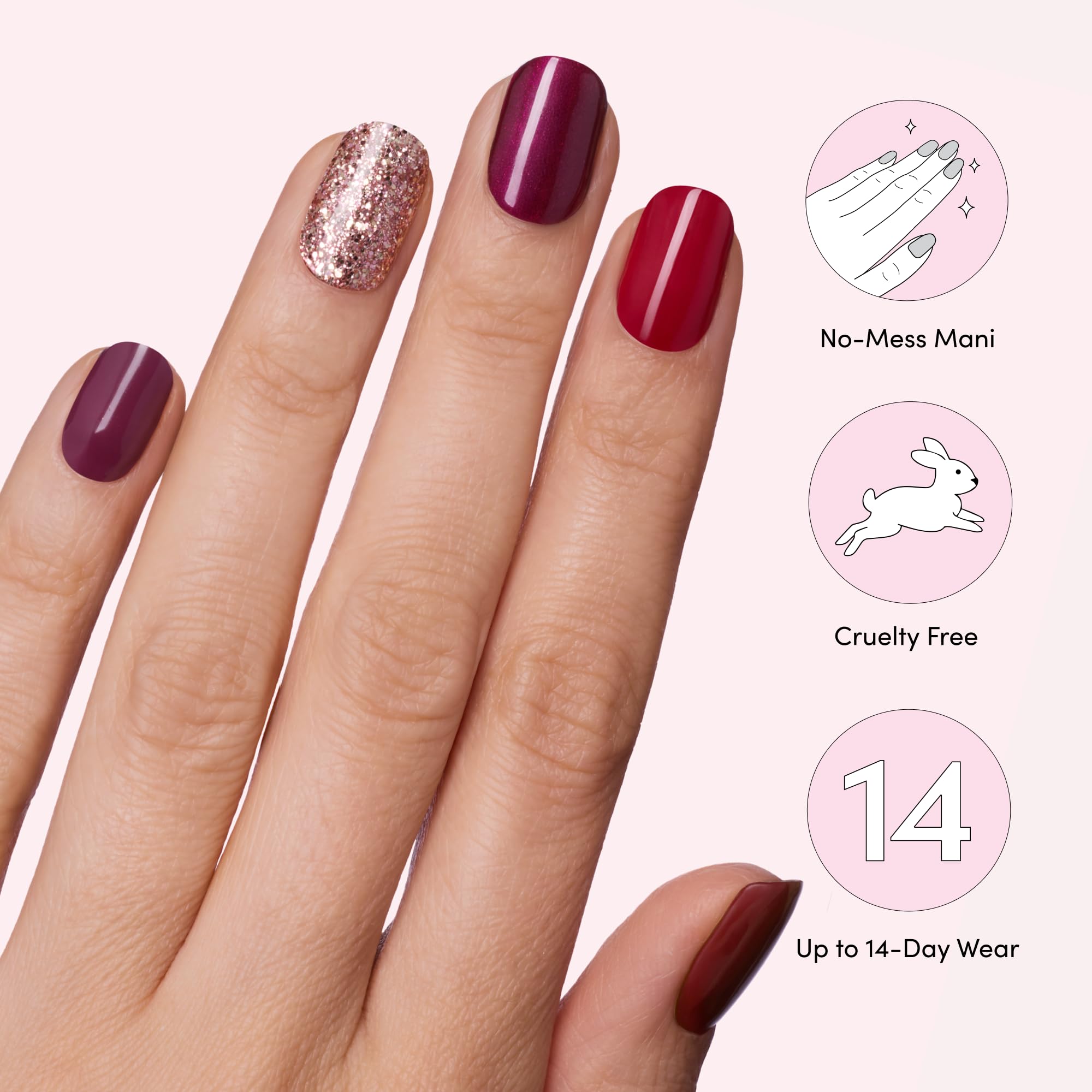 Dashing Diva Gloss Nail Strips application step closeup showing press-and-go method