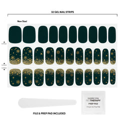 Dashing Diva Gloss Nail Strips gold-foil snowflakes offer quick, chip-resistant holiday sparkle.