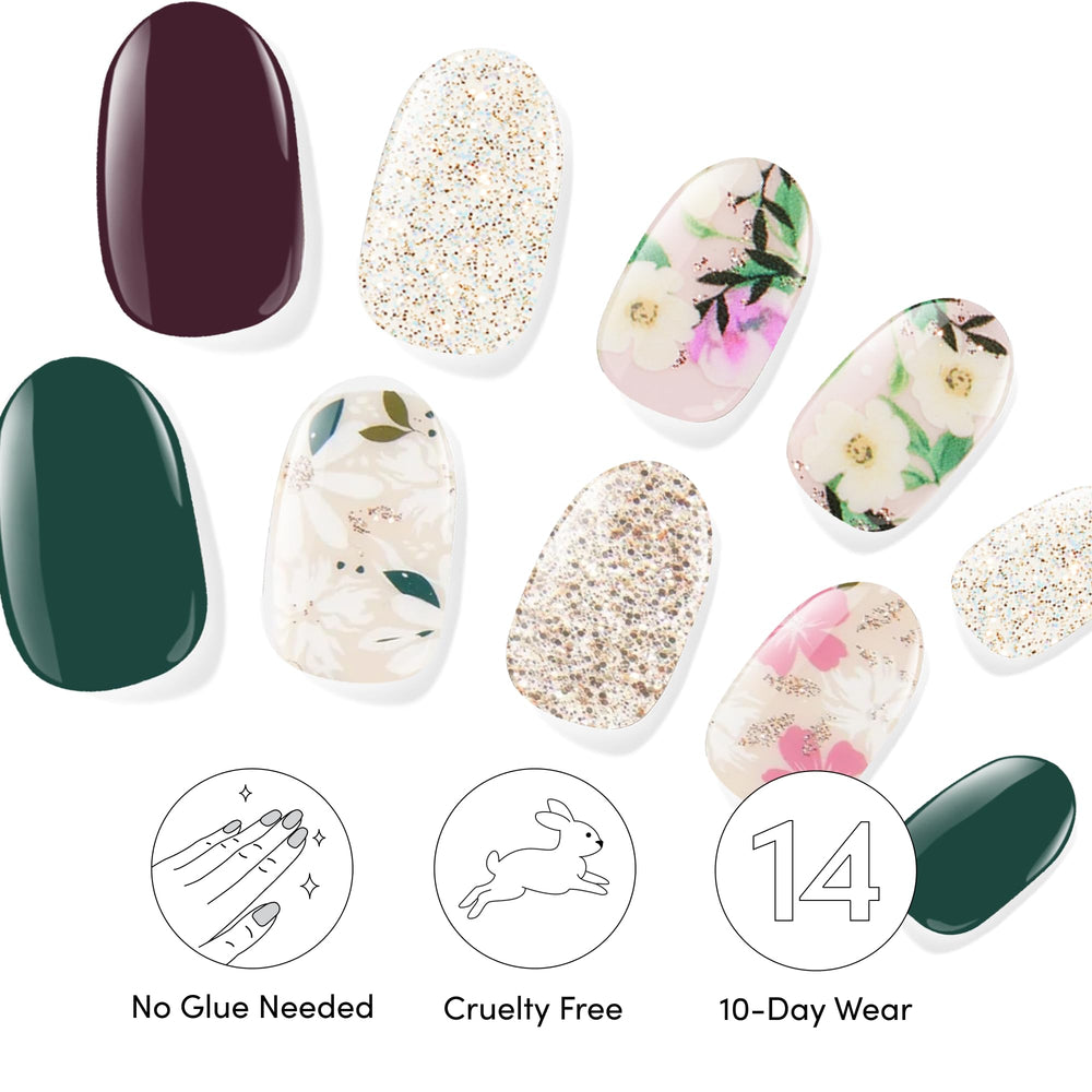 Dashing Diva two-set bundle layout showcases versatile floral manicure options.