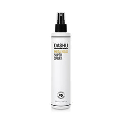 DASHU Mega Hold Super Spray application mist demonstrates even coverage for lasting style.