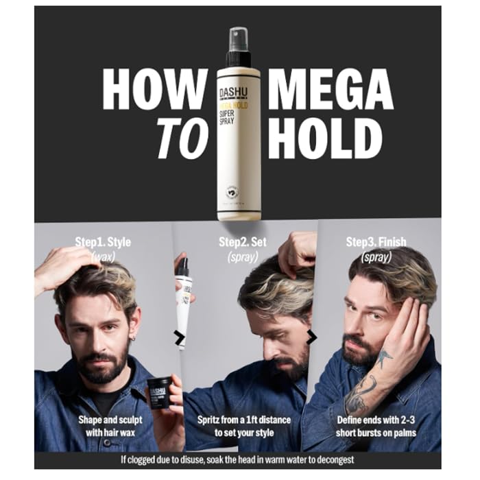 DASHU Mega Hold Super Spray fine-mist nozzle delivers even distribution and quick drying.