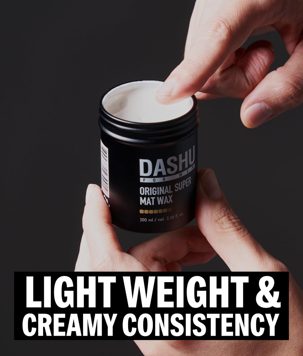 DASHU Super Mat Wax on hair sample delivers clean matte finish.