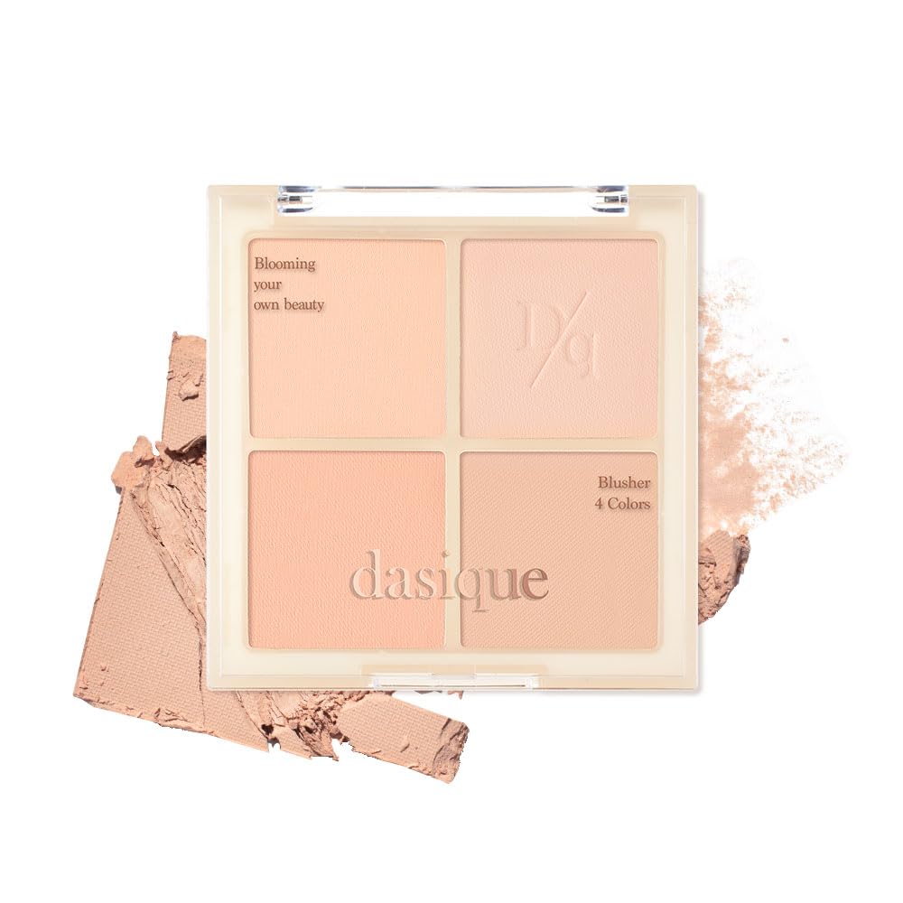 Dasique Blending Mood Cheek 01 warm palette shows four shade blends for natural warmth.