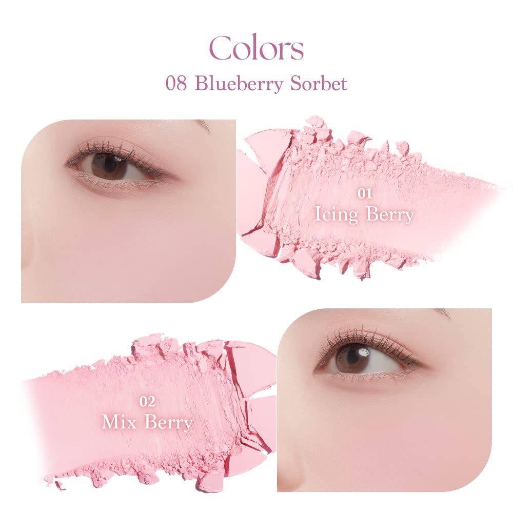 Dasique Blending Mood Cheek 08 Blueberry Sorbet buildable layers for a natural flush.