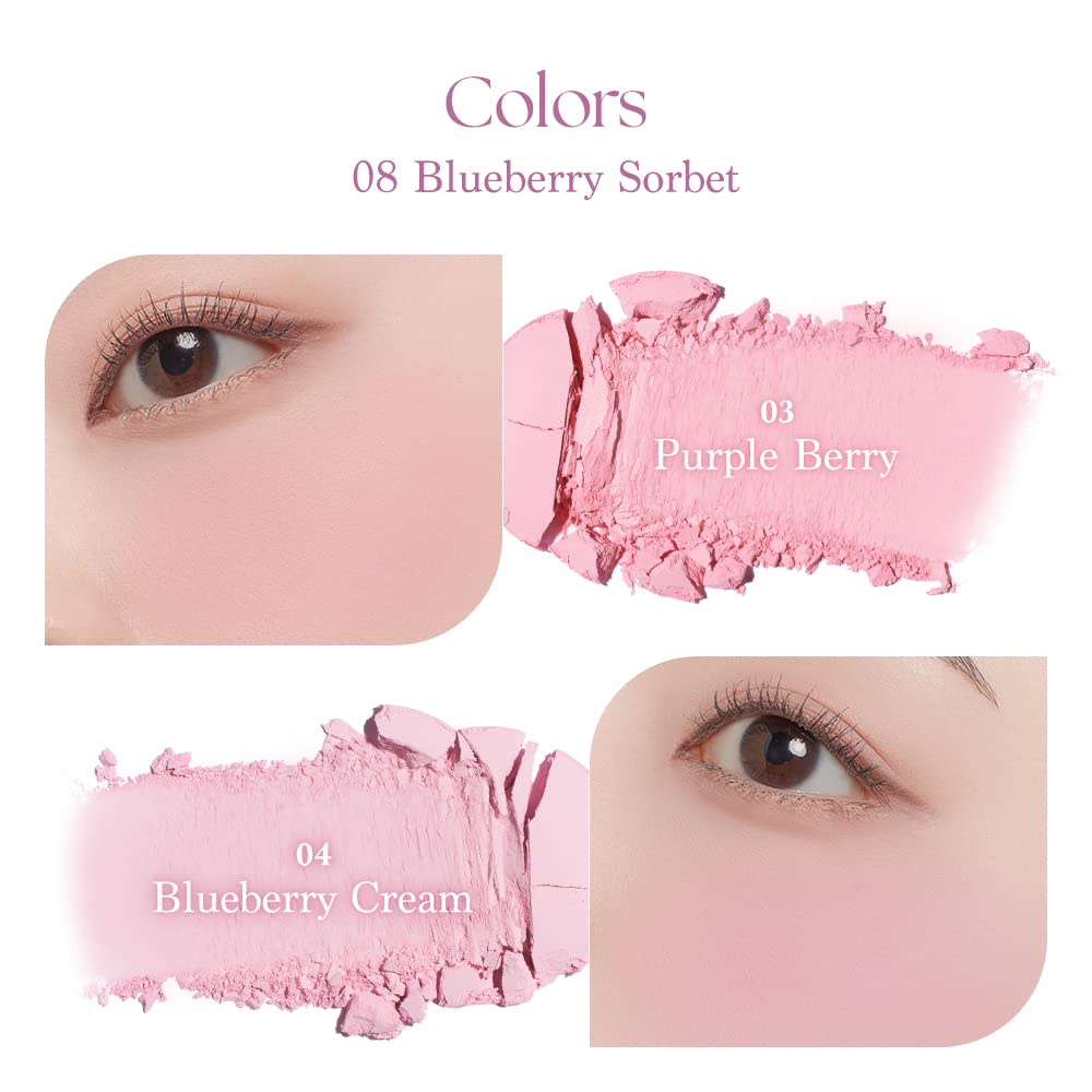 Dasique Blending Mood Cheek 08 Blueberry Sorbet vegan-certified formula supports ethical beauty.