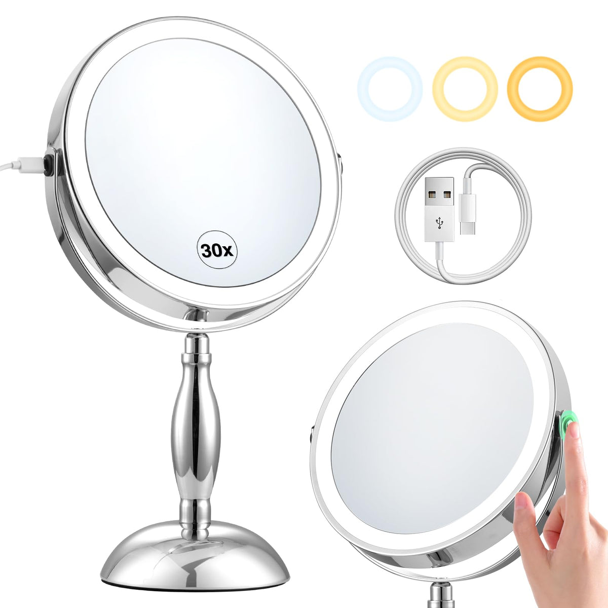 DASLAVA 30x magnifying mirror front view for precise makeup tasks