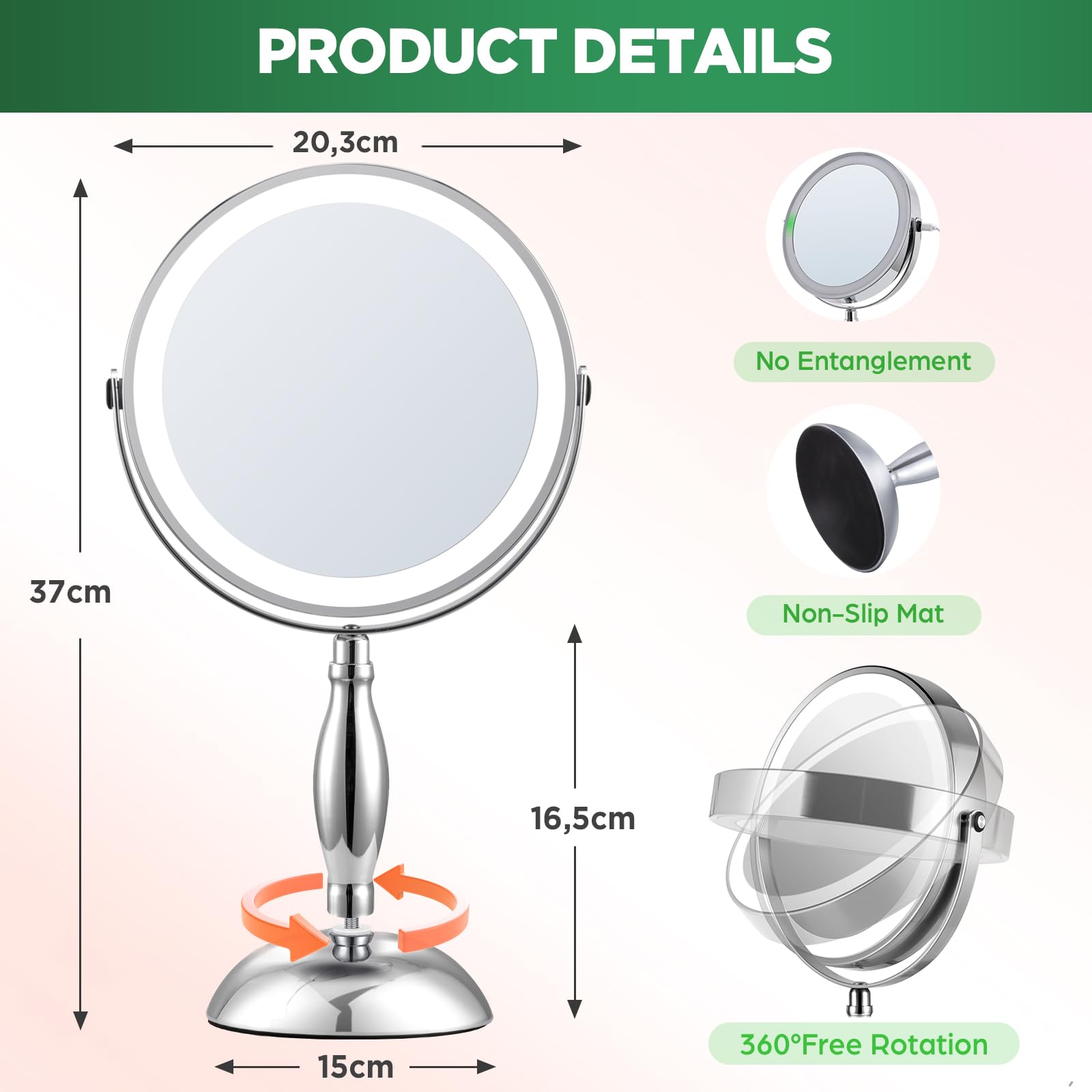 DASLAVA lighted mirror side detail for precise close-up lash work