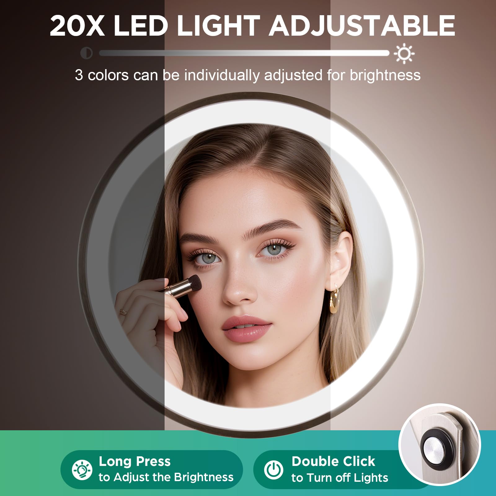 DASLAVA adjustable brightness and color modes provide natural, warm, and cool lighting.