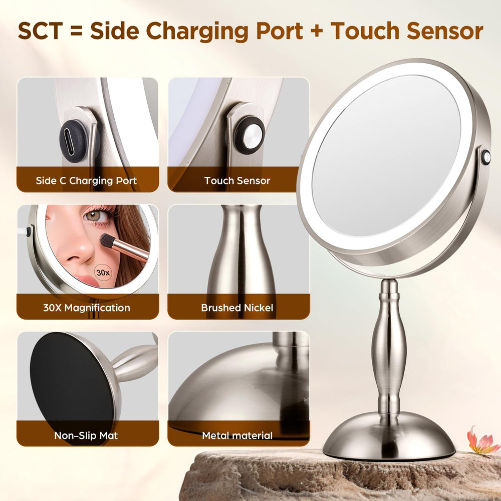 DASLAVA makeup mirror side touch control keeps surface clean and fingerprints-free.