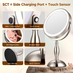 DASLAVA makeup mirror side touch control keeps surface clean and fingerprints-free.