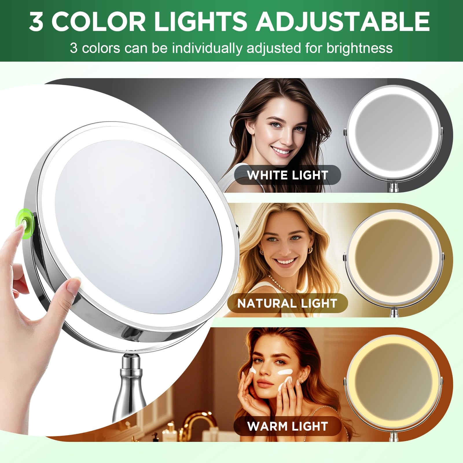 DASLAVA rechargeable mirror with USB-C for cordless styling sessions
