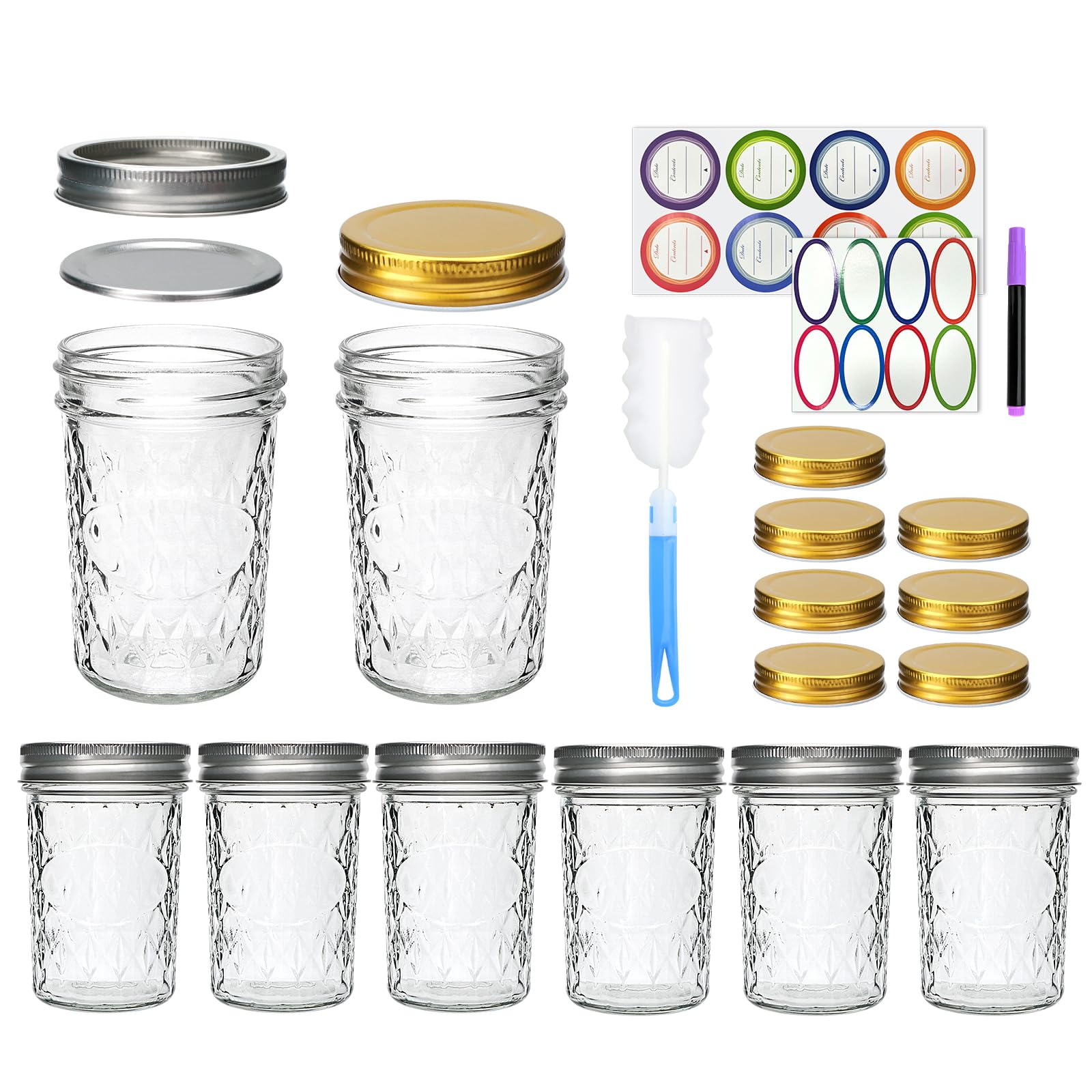 Datttcc 8oz mason jar with lids ready for DIY jams and preserves