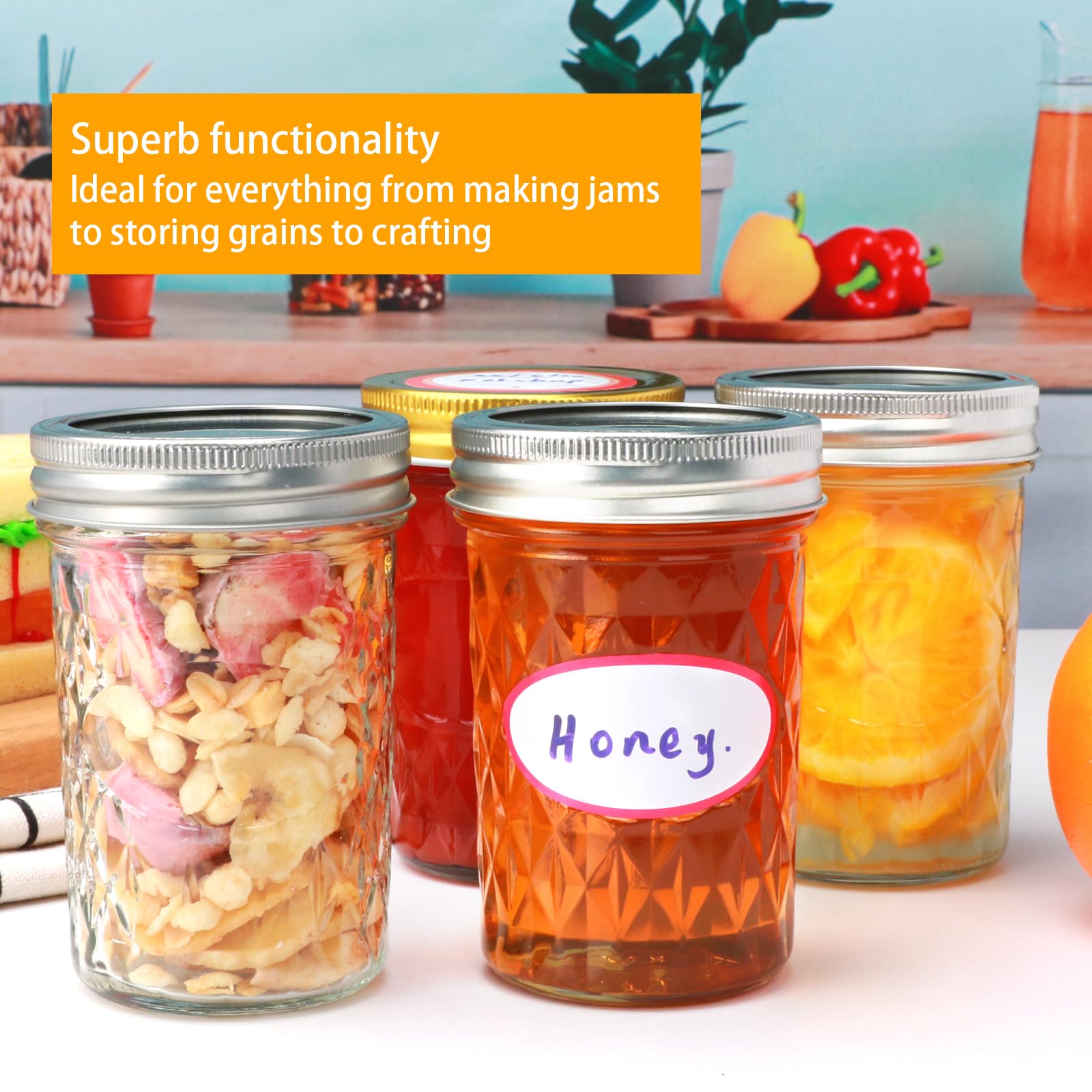 Datttcc 8oz jars are perfect for honey, sauces, and small kitchen gifts