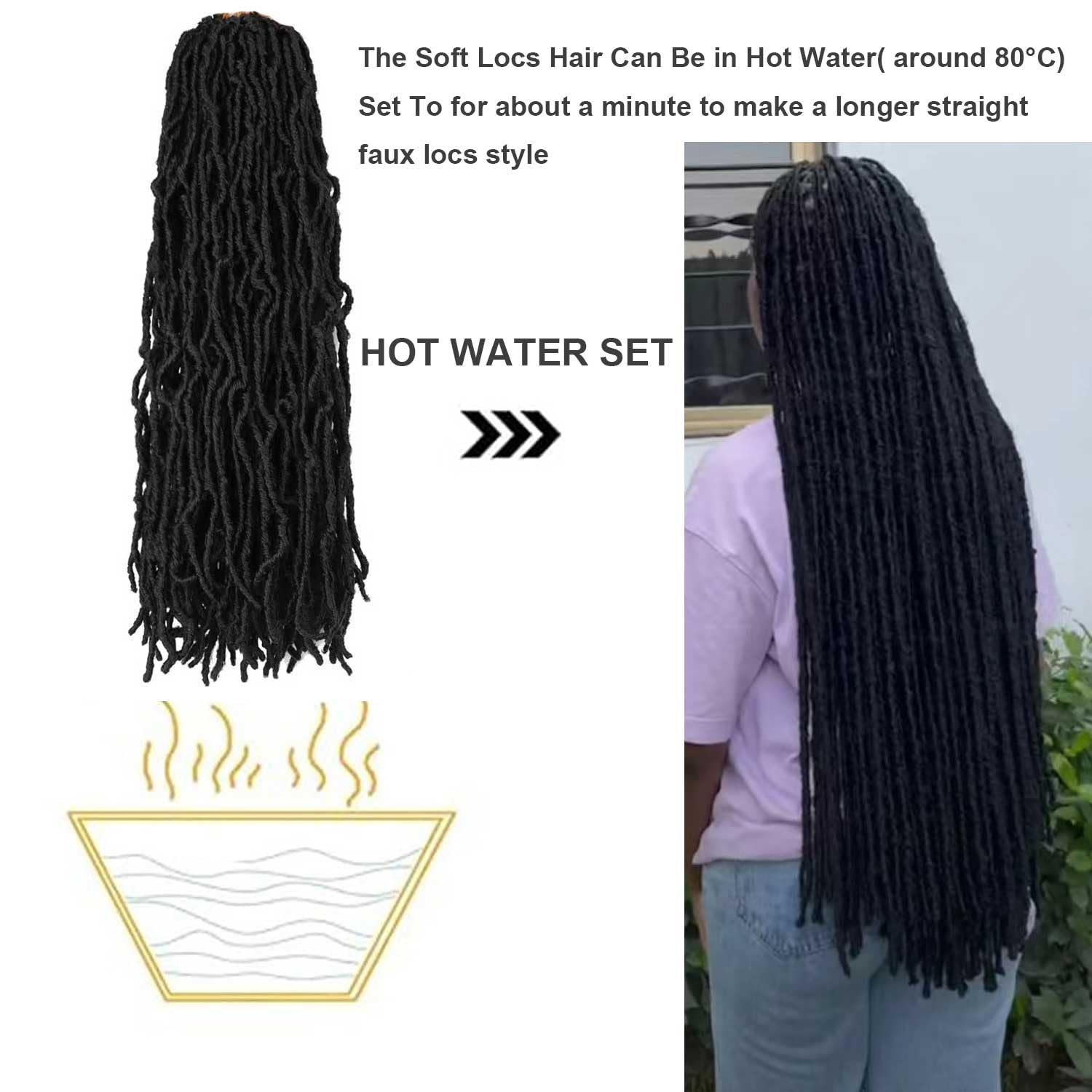 Datuoda Soft Locs 24inch hot-water setting option for versatile styling