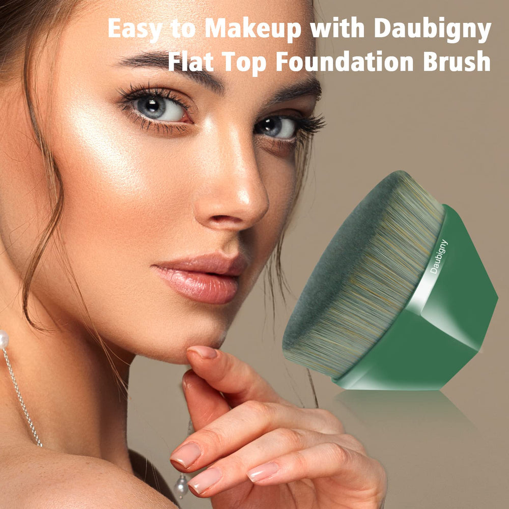 Daubigny foundation brush blending on cheek for smooth, even coverage