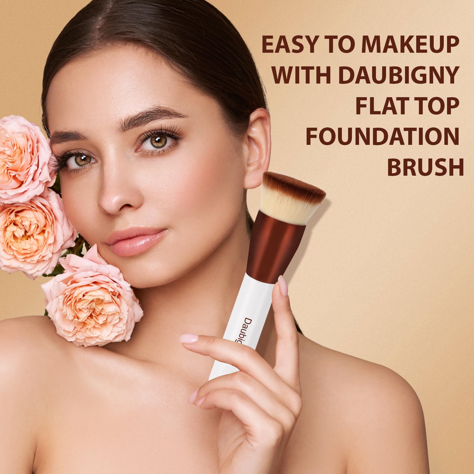 Daubigny foundation brush bristles closeup show dense, soft fibers for smooth application
