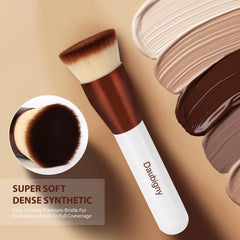Daubigny foundation brush white-gold handle closeup highlights comfortable grip during makeup