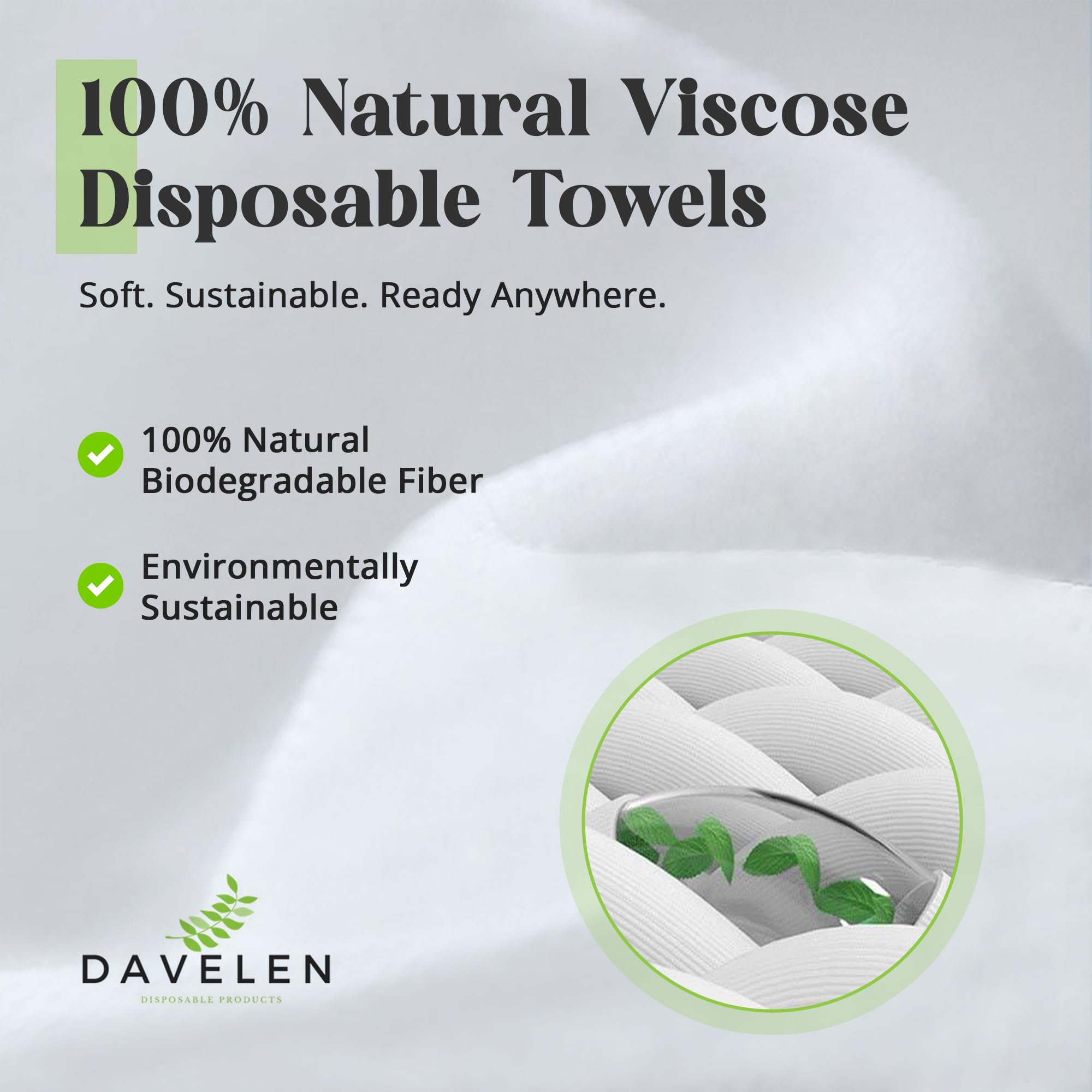 DAVELEN towels for hair, face, body use with soft luxury guests notice.