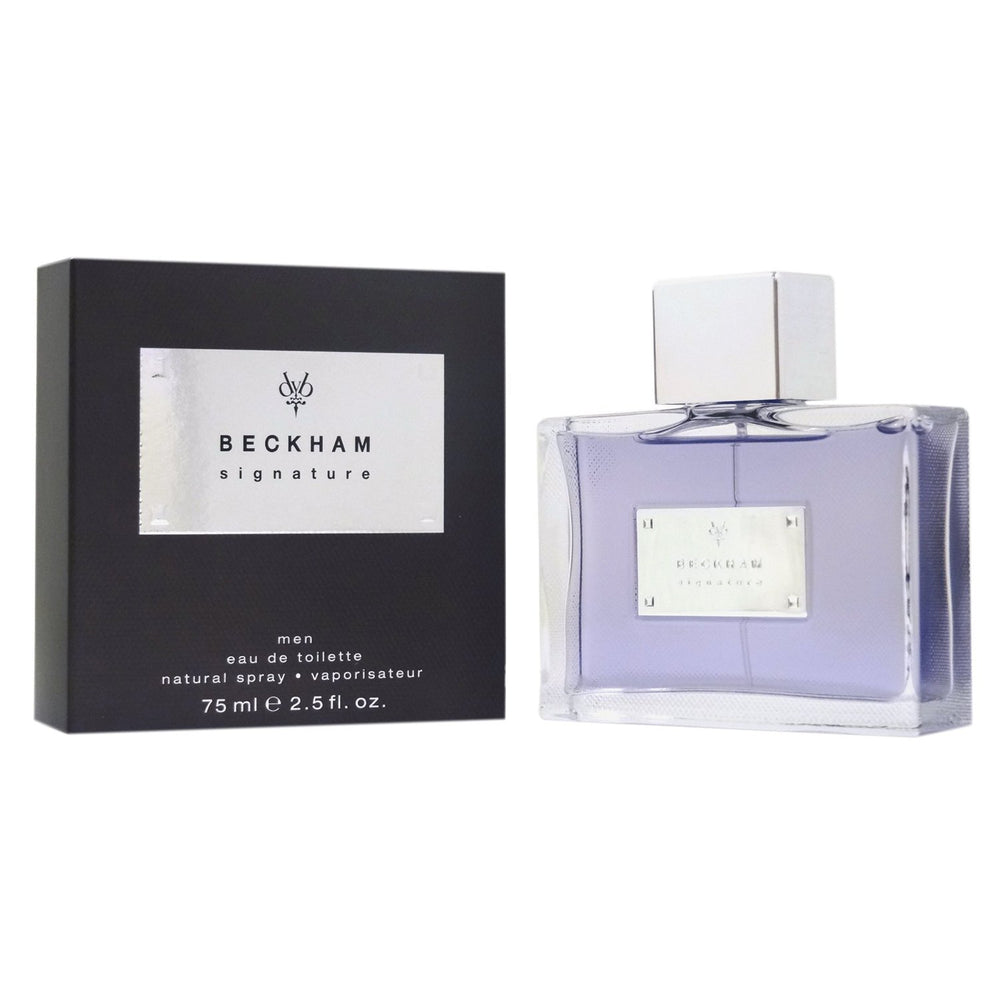 David Beckham Signature for Men EDT pour shot suggesting a long-lasting, versatile fragrance
