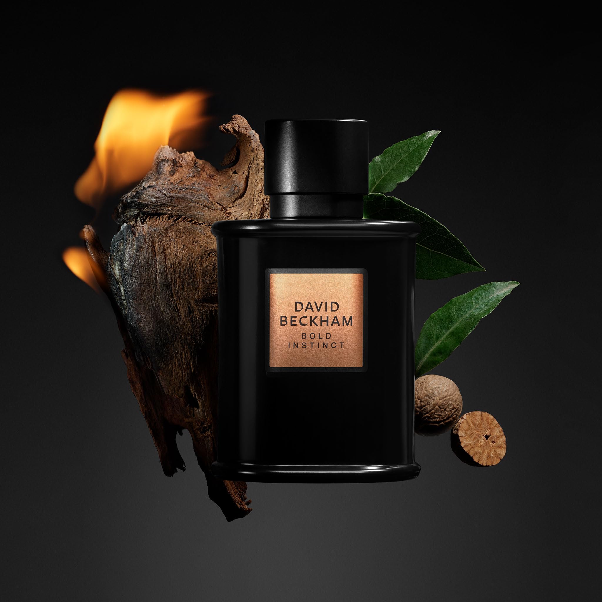 David Beckham Bold Instinct packaging box with sleek black design and copper label.