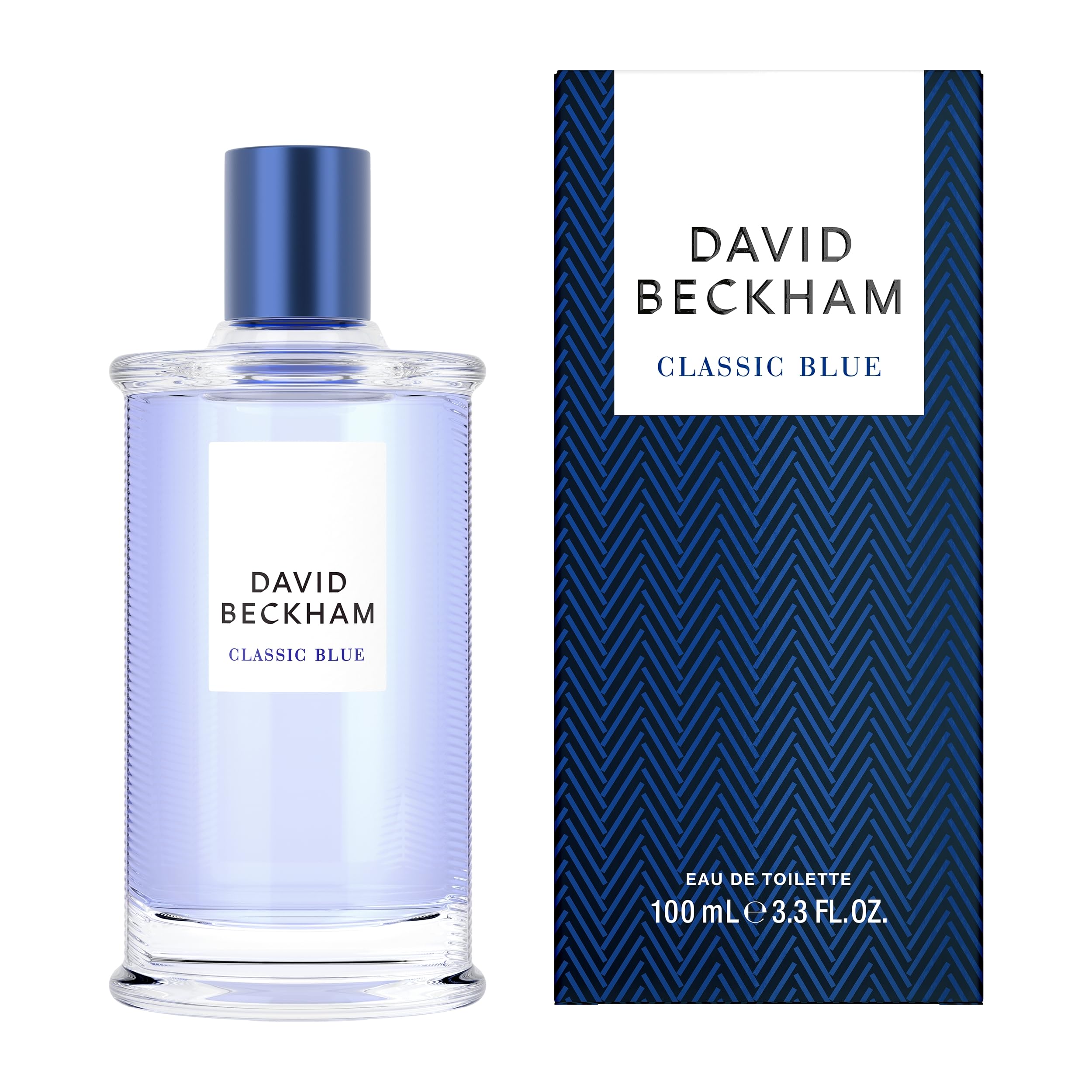 David Beckham Classic Blue EDT cap reflects sleek design for easy daily use.