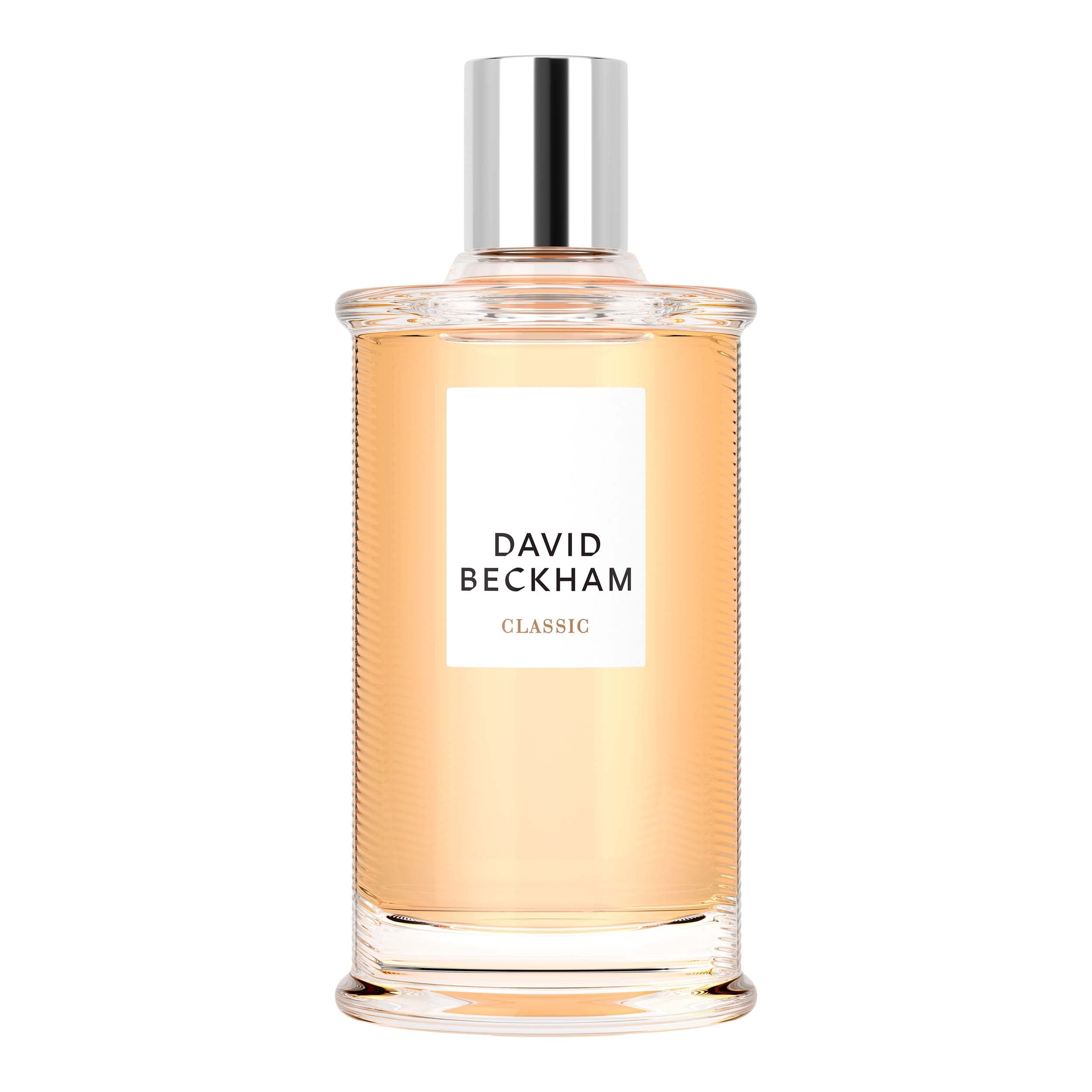 David Beckham Classic bottle front shows timeless masculine design for daily confidence.