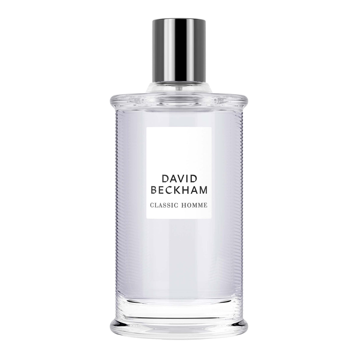 David Beckham Classic Homme bottle shows a sleek design for everyday confidence.