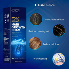 DAVV Minoxidil Foam dries quickly with no greasy residue for comfortable styling.